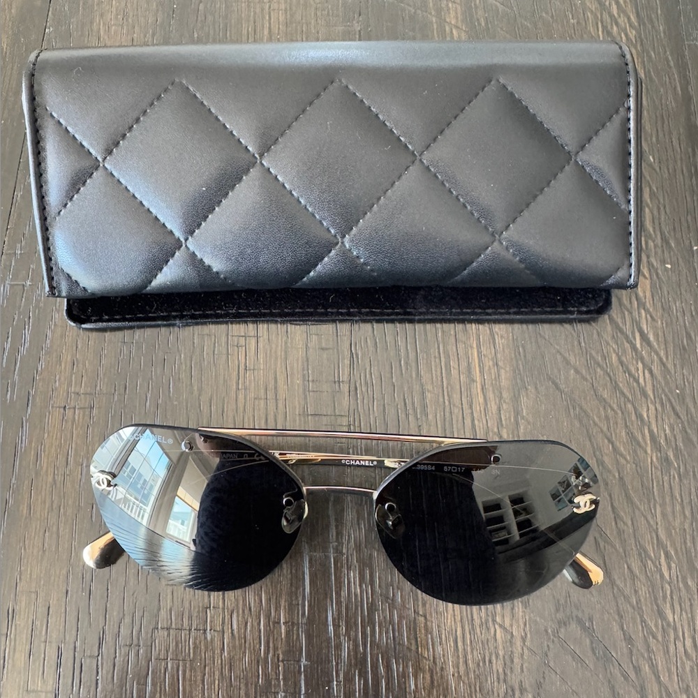CHANEL Titanium CC Pilot Rimless Aviator Sunglasses - Picture 2 of 7